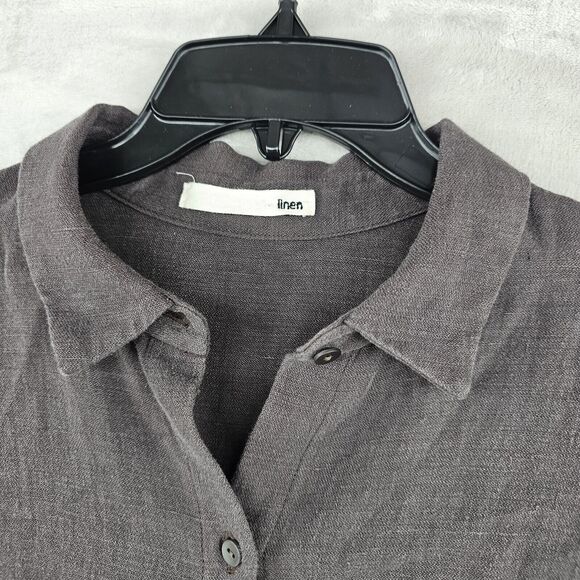 evam eva‎ japan womens Linen top brown size 2 shirt button up - Picture 2 of 7